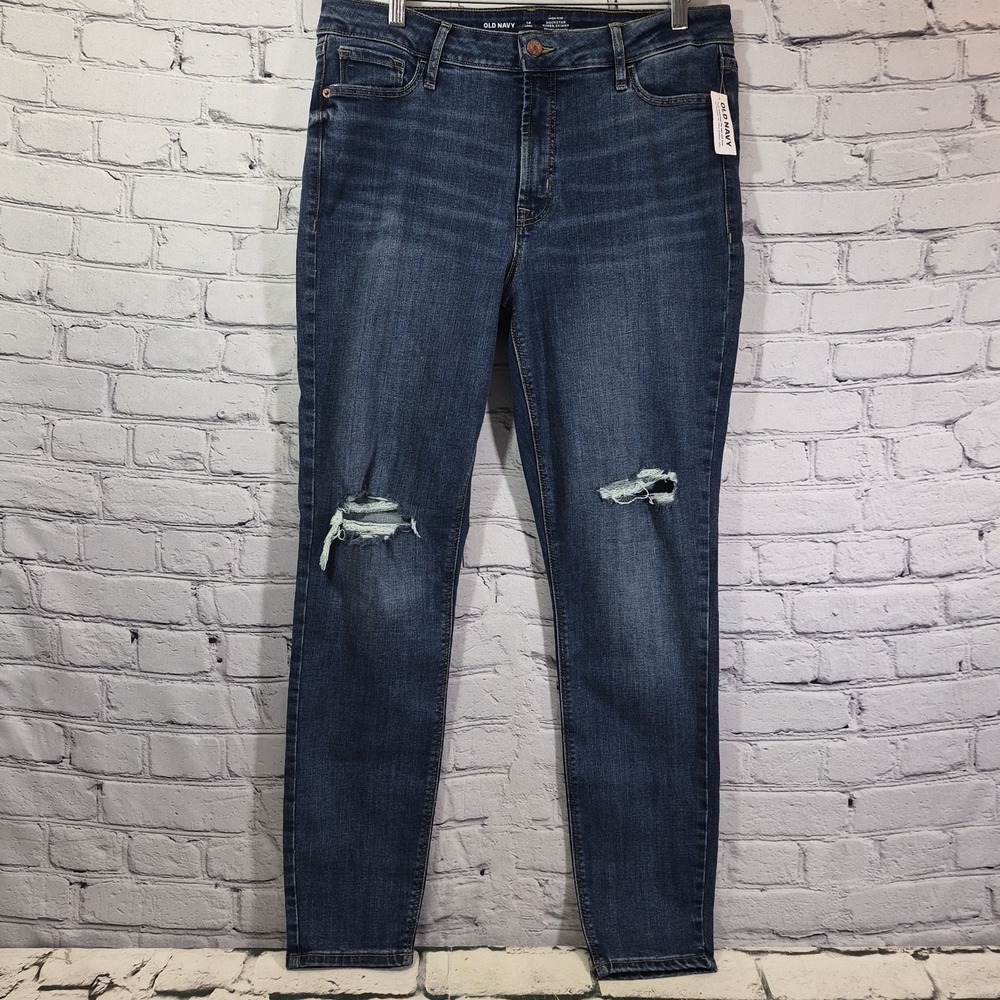 OLD NAVY HIGH-RISE ROCKSTAR SUPER SKINNY DENIM JEANS WOMENS SIZE 14 Long NEW